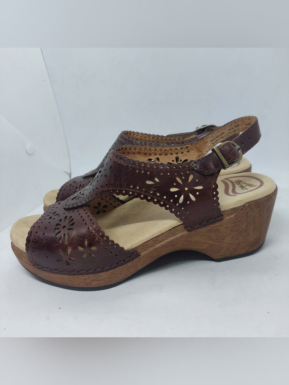 Dansko Sapphire Slingback Sandals Womens Size 6.5/7 Brown Leather Casual Shoes